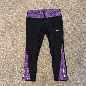 Nike Women's Black and Purple Swim Tights